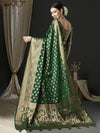 Saree Mall Women's Georgette Green Woven Design Designer Saree With Blouse Piece-ARIES07D