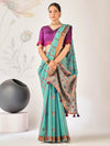 Saree Mall Women's Cotton Blend Light Blue Woven Design Designer Saree With Blouse Piece-ARIKA82005