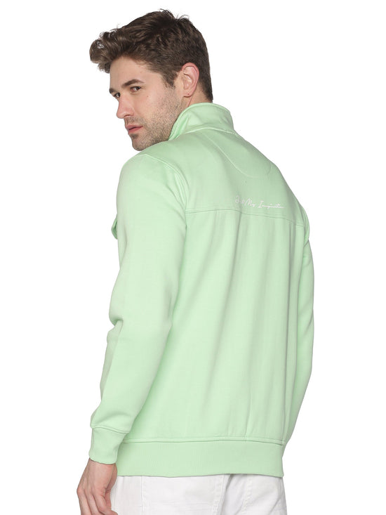 Men Solid Green Sweatshirt-ARTB1639-Ltgreen