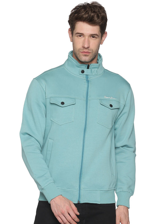 Men Solid Blue Sweatshirt-ARTB1646-Skyblue