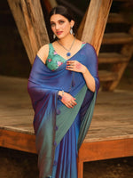 Saree Mall Women's Chiffon Blue Embellished Celebrity Saree With Blouse Piece-ARUNA07