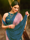 Saree Mall Women's Chiffon Blue Embellished Celebrity Saree With Blouse Piece-ARUNA09