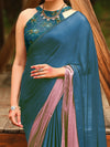 Saree Mall Women's Chiffon Blue Embellished Celebrity Saree With Blouse Piece-ARUNA09