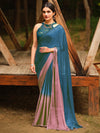 Saree Mall Women's Chiffon Blue Embellished Celebrity Saree With Blouse Piece-ARUNA09