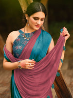 Saree Mall Women's Chiffon Mauve Embellished Celebrity Saree With Blouse Piece-ARUNA11