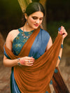 Saree Mall Women's Chiffon Rust Embellished Celebrity Saree With Blouse Piece-ARUNA14