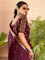 Saree Mall Women's Cotton  Purple Woven Design Designer Saree With Blouse Piece-ARUNA4653