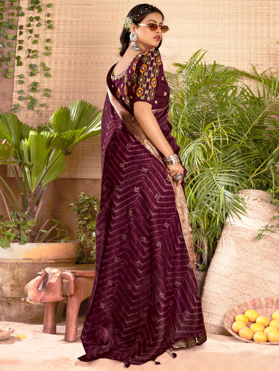 Saree Mall Women's Cotton  Purple Woven Design Designer Saree With Blouse Piece-ARUNA4653