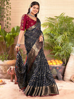 Saree Mall Women's Cotton  Navy Blue Woven Design Designer Saree With Blouse Piece-ARUNA4655