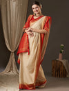 Saree Mall Women's Georgette Off White Woven Design Designer Saree With Blouse Piece-ARYA1204