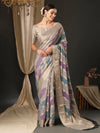 Saree Mall Women's Georgette Grey Woven Design Designer Saree With Blouse Piece-ARYA1706