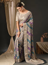 Saree Mall Women's Georgette Grey Woven Design Designer Saree With Blouse Piece-ARYA1706