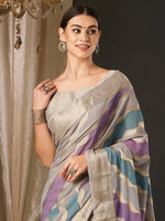 Saree Mall Women's Georgette Grey Woven Design Designer Saree With Blouse Piece-ARYA1706