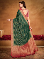 Saree Mall Women's Georgette Green Woven Design Designer Saree With Blouse Piece-ARYA1901