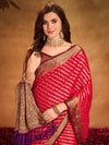 Saree Mall Women's Georgette Red Woven Design Designer Saree With Blouse Piece-ARYA1905