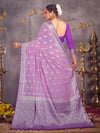 Saree Mall Women's Georgette Mauve Woven Design Designer Saree With Blouse Piece-ARYA2402