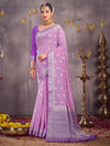 Saree Mall Women's Georgette Mauve Woven Design Designer Saree With Blouse Piece-ARYA2402