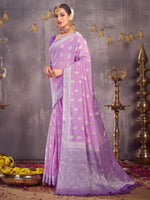 Saree Mall Women's Georgette Mauve Woven Design Designer Saree With Blouse Piece-ARYA2402