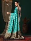 Saree Mall Women's Georgette Light Blue Woven Design Designer Saree With Blouse Piece-ARYA2602