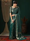 Saree Mall Women's Georgette Teal Blue Woven Design Designer Saree With Blouse Piece-ARYA2904