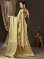 Saree Mall Women's Georgette Yellow Woven Design Designer Saree With Blouse Piece-ARYA3006