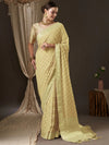 Saree Mall Women's Georgette Yellow Woven Design Designer Saree With Blouse Piece-ARYA3006