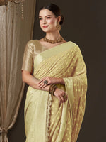 Saree Mall Women's Georgette Yellow Woven Design Designer Saree With Blouse Piece-ARYA3006