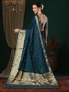 Saree Mall Women's Georgette Teal Blue Woven Design Designer Saree With Blouse Piece-ARYA3102