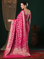 Saree Mall Women's Georgette Pink Woven Design Designer Saree With Blouse Piece-ARYA3201