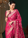 Saree Mall Women's Georgette Pink Woven Design Designer Saree With Blouse Piece-ARYA3201