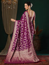 Saree Mall Women's Georgette Magenta Woven Design Designer Saree With Blouse Piece-ARYA3203