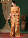 Saree Mall Women's Georgette Peach Woven Design Designer Saree With Blouse Piece-ARYA3302