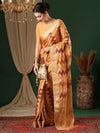 Saree Mall Women's Georgette Peach Woven Design Designer Saree With Blouse Piece-ARYA3302