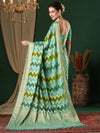 Saree Mall Women's Georgette Turquoise Woven Design Designer Saree With Blouse Piece-ARYA3303