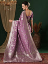 Saree Mall Women's Georgette Mauve Woven Design Designer Saree With Blouse Piece-ARYA3505