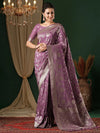 Saree Mall Women's Georgette Mauve Woven Design Designer Saree With Blouse Piece-ARYA3505