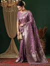 Saree Mall Women's Georgette Mauve Woven Design Designer Saree With Blouse Piece-ARYA3505