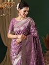 Saree Mall Women's Georgette Mauve Woven Design Designer Saree With Blouse Piece-ARYA3505