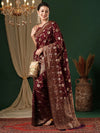 Saree Mall Women's Georgette Maroon Woven Design Designer Saree With Blouse Piece-ARYA3604