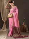 Saree Mall Women's Georgette Pink Woven Design Designer Saree With Blouse Piece-ARYA6004