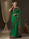 Saree Mall Women's Georgette Green Woven Design Designer Saree With Blouse Piece-ARYA9002