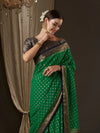 Saree Mall Women's Georgette Green Woven Design Designer Saree With Blouse Piece-ARYA9002