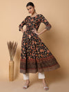 Women Floral Black Anarkali Kurta-AT-A1134-LG-Black