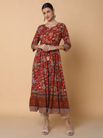 Women Floral Maroon Anarkali Kurta-AT-A1134-LG-Maroon