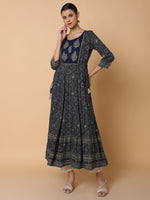 Women Floral Navy Blue Anarkali Kurta-AT-A1429-LG-Navyblue