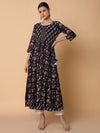 Women Floral Sequins Black Anarkali Kurta-AT-A1454-LG-Black