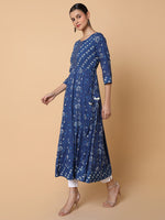 Women Floral Sequins Blue Anarkali Kurta-AT-A1454-LG-Blue