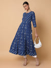 Women Floral Sequins Blue Anarkali Kurta-AT-A1454-LG-Blue