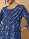 Women Floral Sequins Blue Anarkali Kurta-AT-A1454-LG-Blue