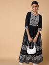 Women Solid Black Anarkali Kurta-AT-A1470-LG-Black